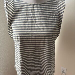 LOFT Gray and White Striped Tank Top